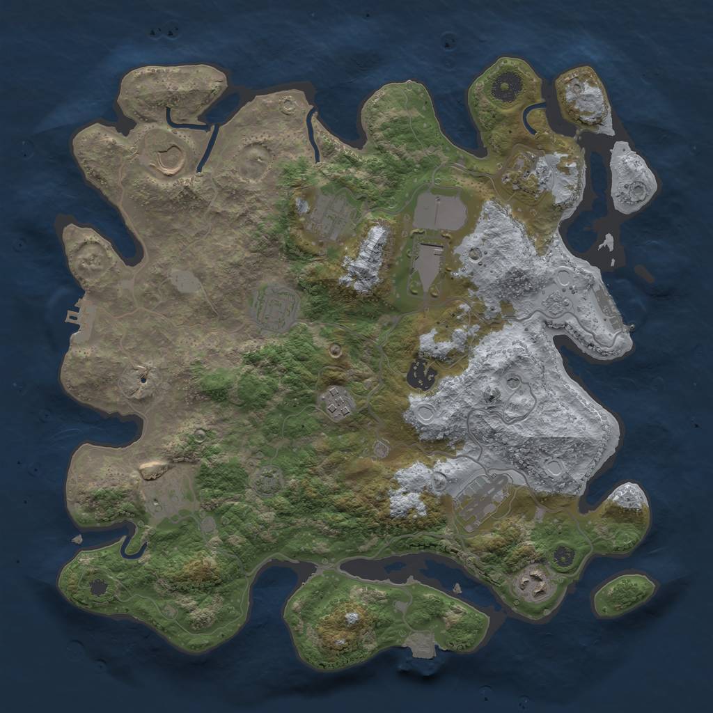 Rust Map: Procedural Map, Size: 3579, Seed: 3579, 18 Monuments