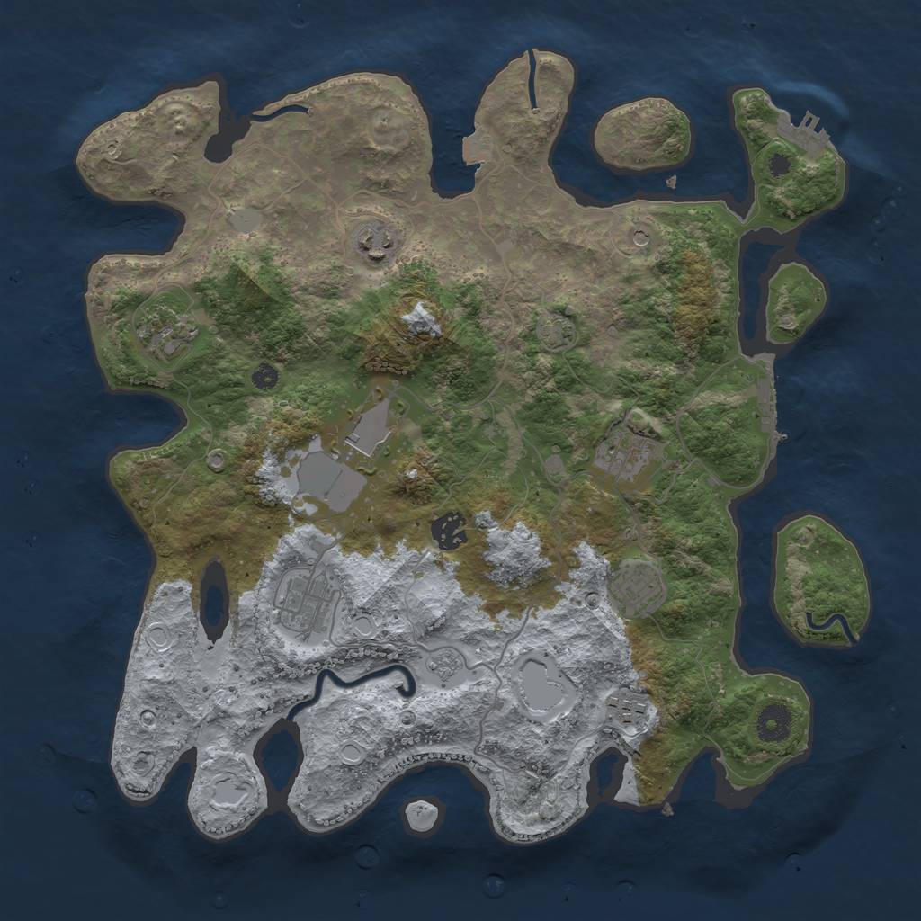 Rust Map: Procedural Map, Size: 3700, Seed: 1184808605, 16 Monuments