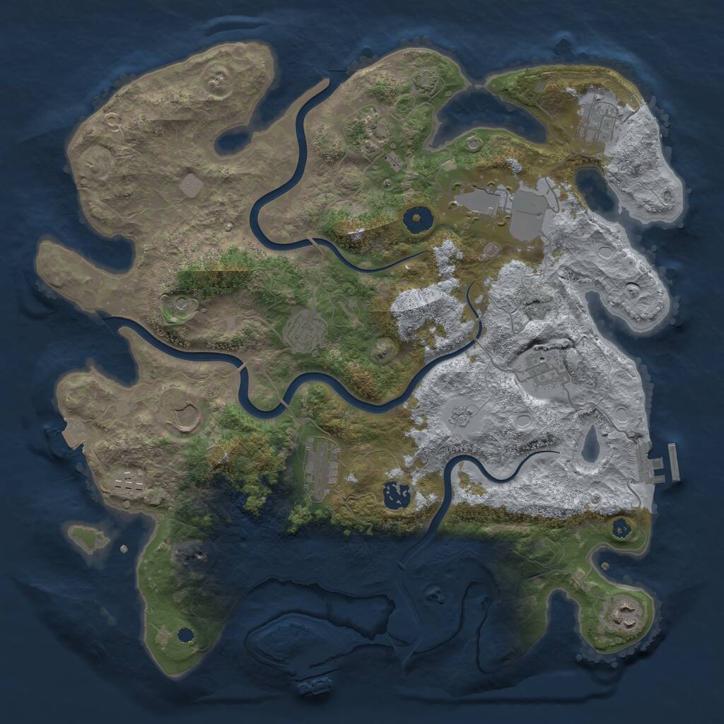 Rust Map: Procedural Map, Size: 3850, Seed: 79364357, 16 Monuments