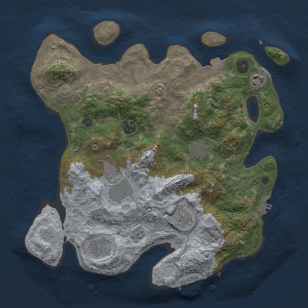 Rust Map: Procedural Map, Size: 3500, Seed: 1029427526, 15 Monuments