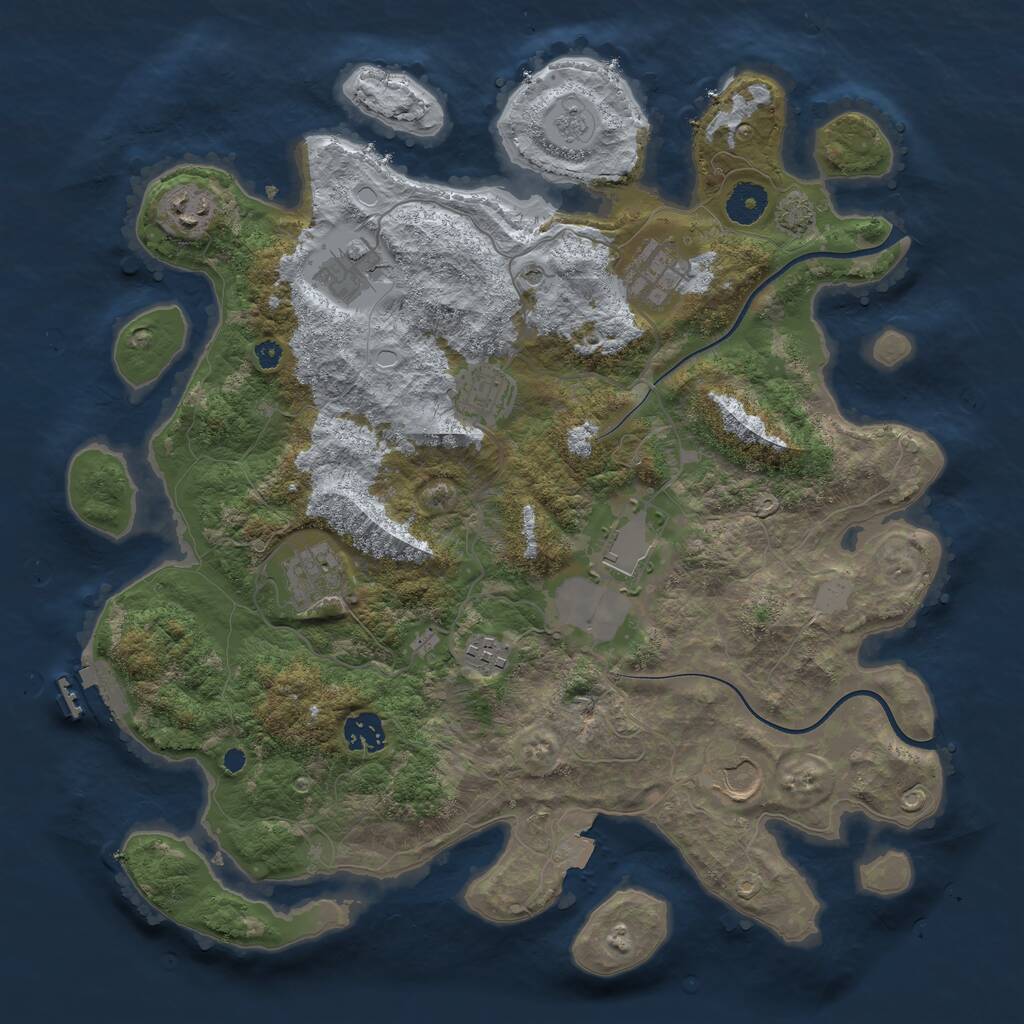Rust Map: Procedural Map, Size: 3750, Seed: 1153662937, 14 Monuments