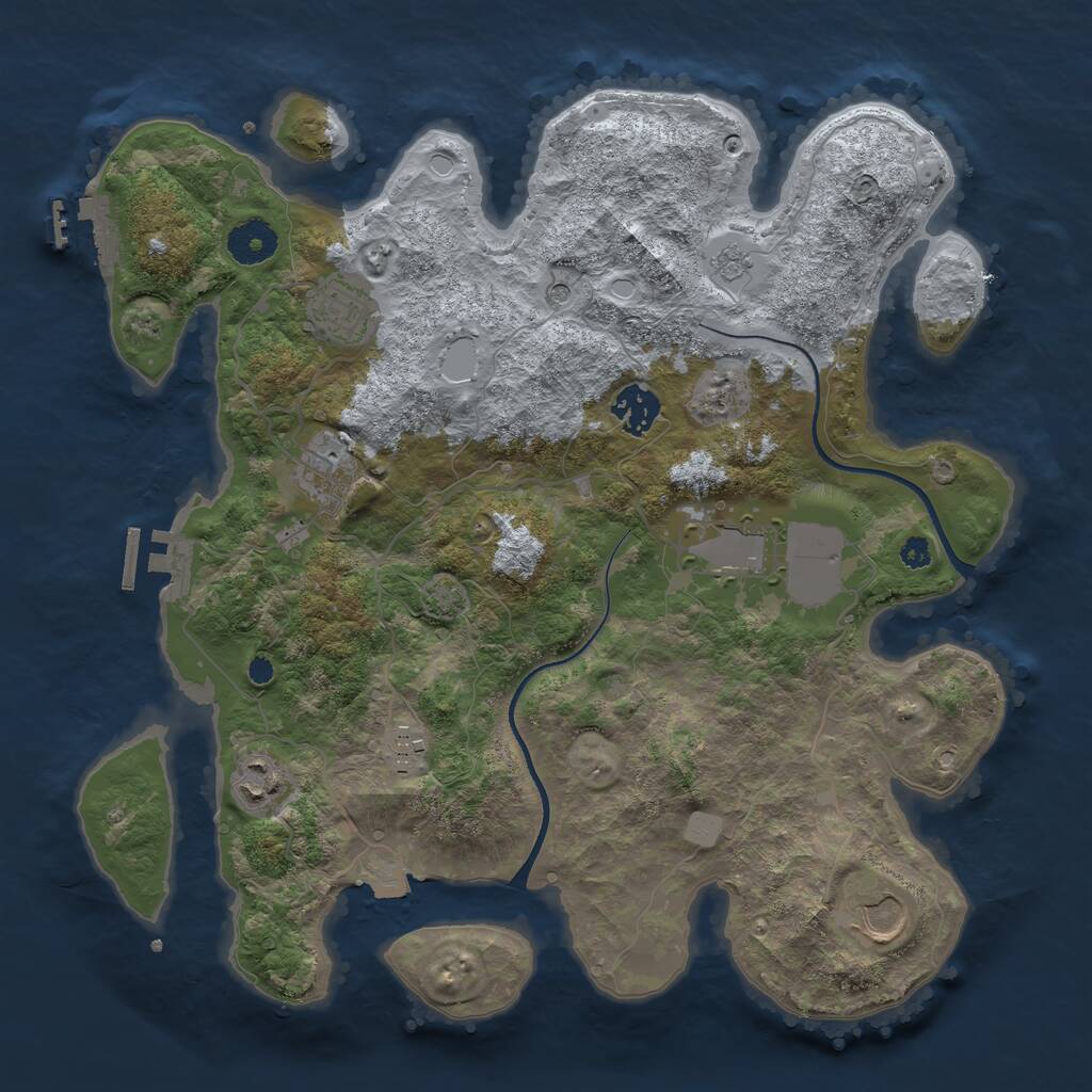 Rust Map: Procedural Map, Size: 3500, Seed: 1999953517, 13 Monuments