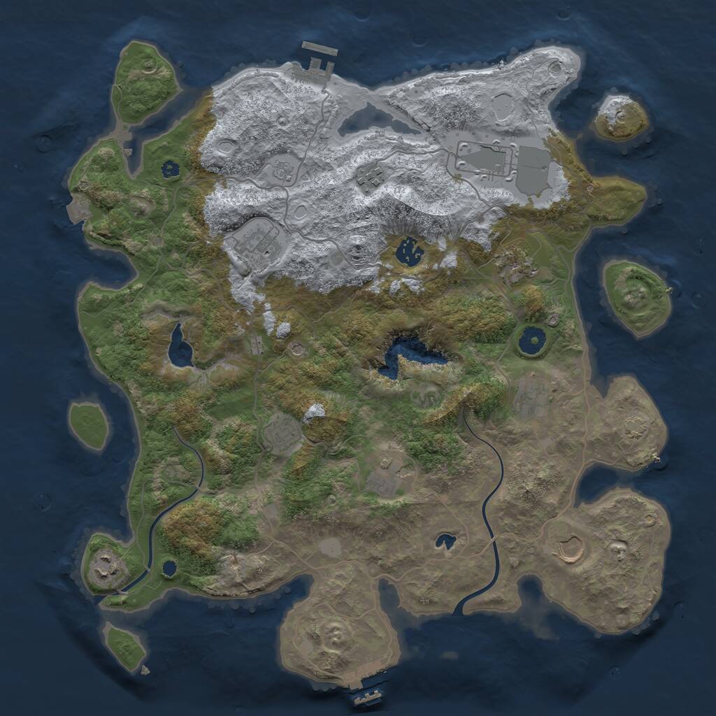 Rust Map: Procedural Map, Size: 4000, Seed: 516733447, 16 Monuments