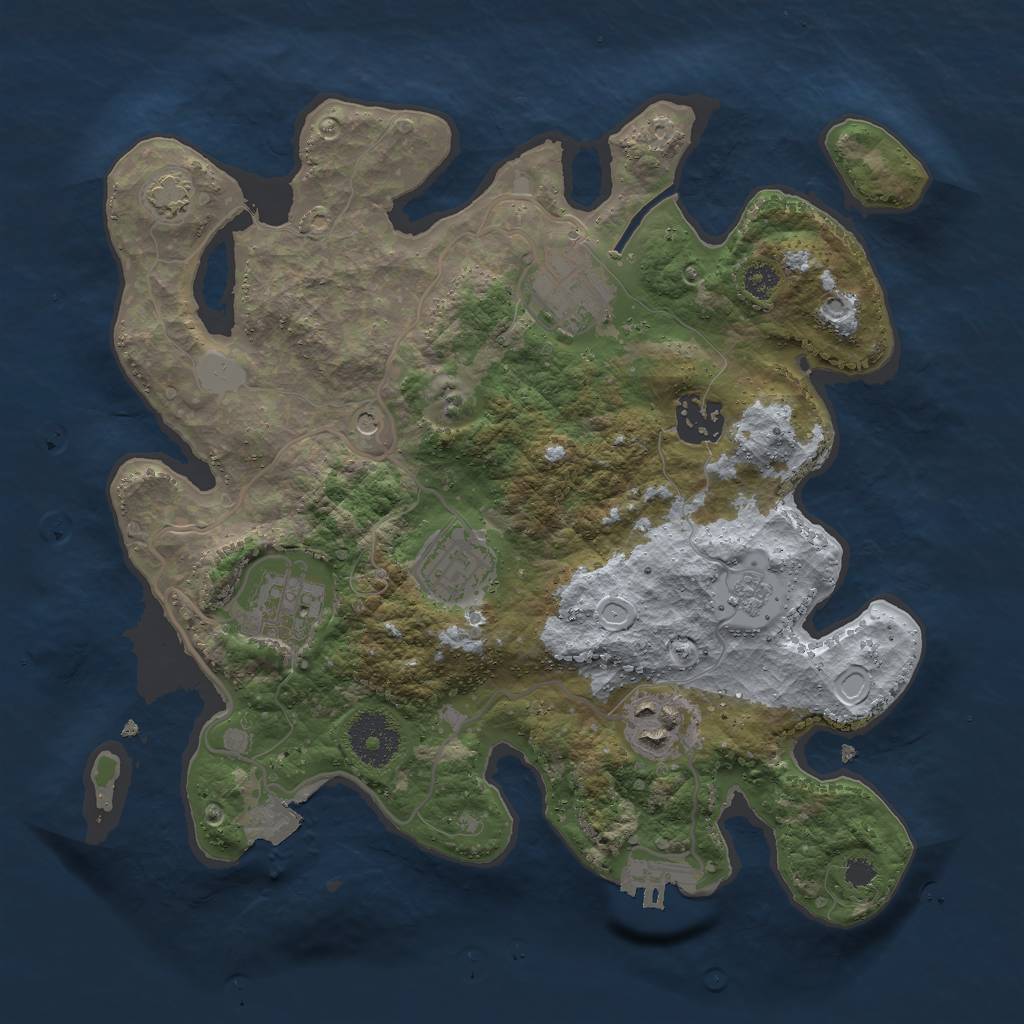 Rust Map: Procedural Map, Size: 3000, Seed: 5077, 12 Monuments