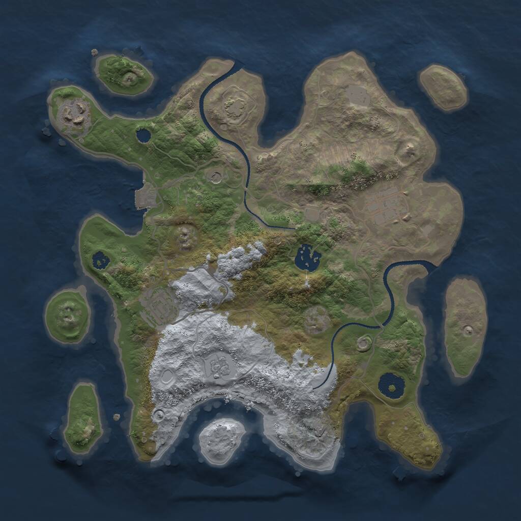 Rust Map: Procedural Map, Size: 3000, Seed: 9300, 8 Monuments