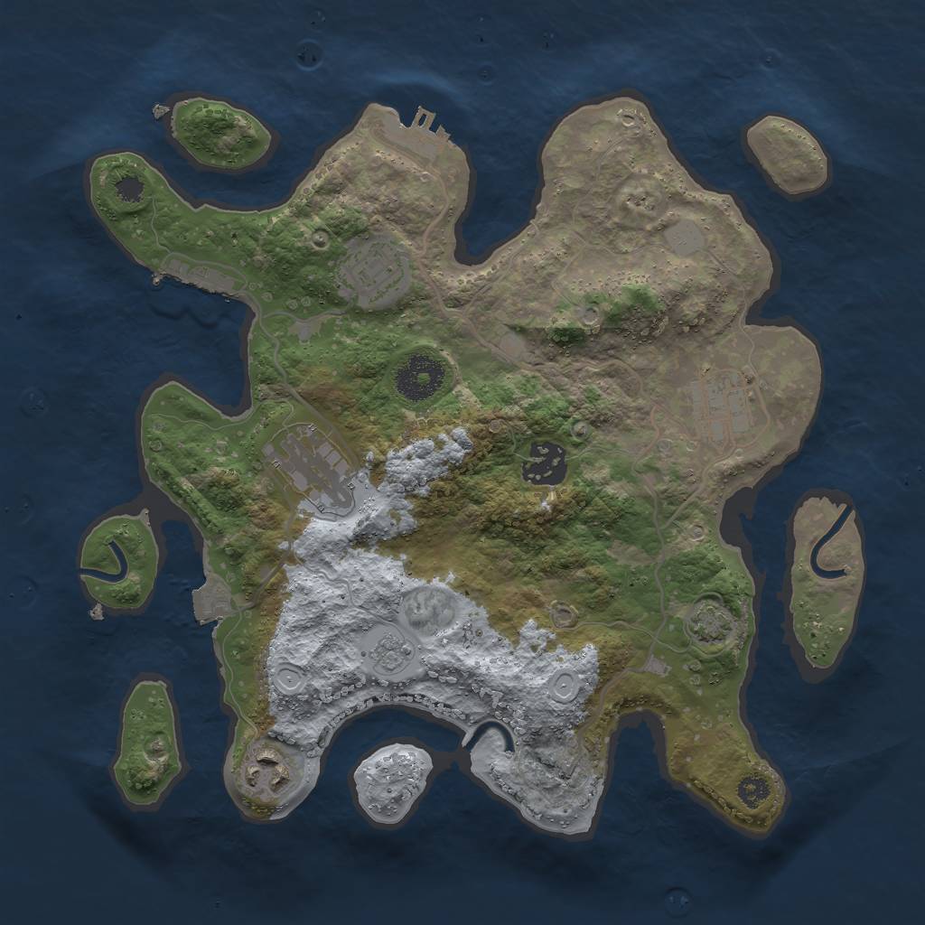 Rust Map: Procedural Map, Size: 3000, Seed: 9300, 12 Monuments