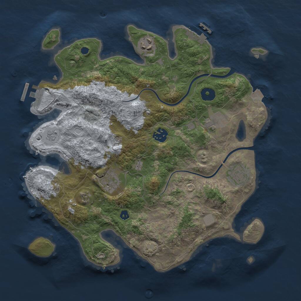 Rust Map: Procedural Map, Size: 3250, Seed: 883854443, 11 Monuments