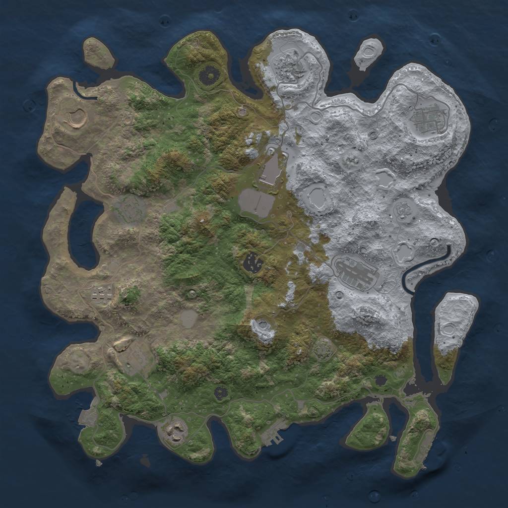 Rust Map: Procedural Map, Size: 3850, Seed: 374193700, 18 Monuments