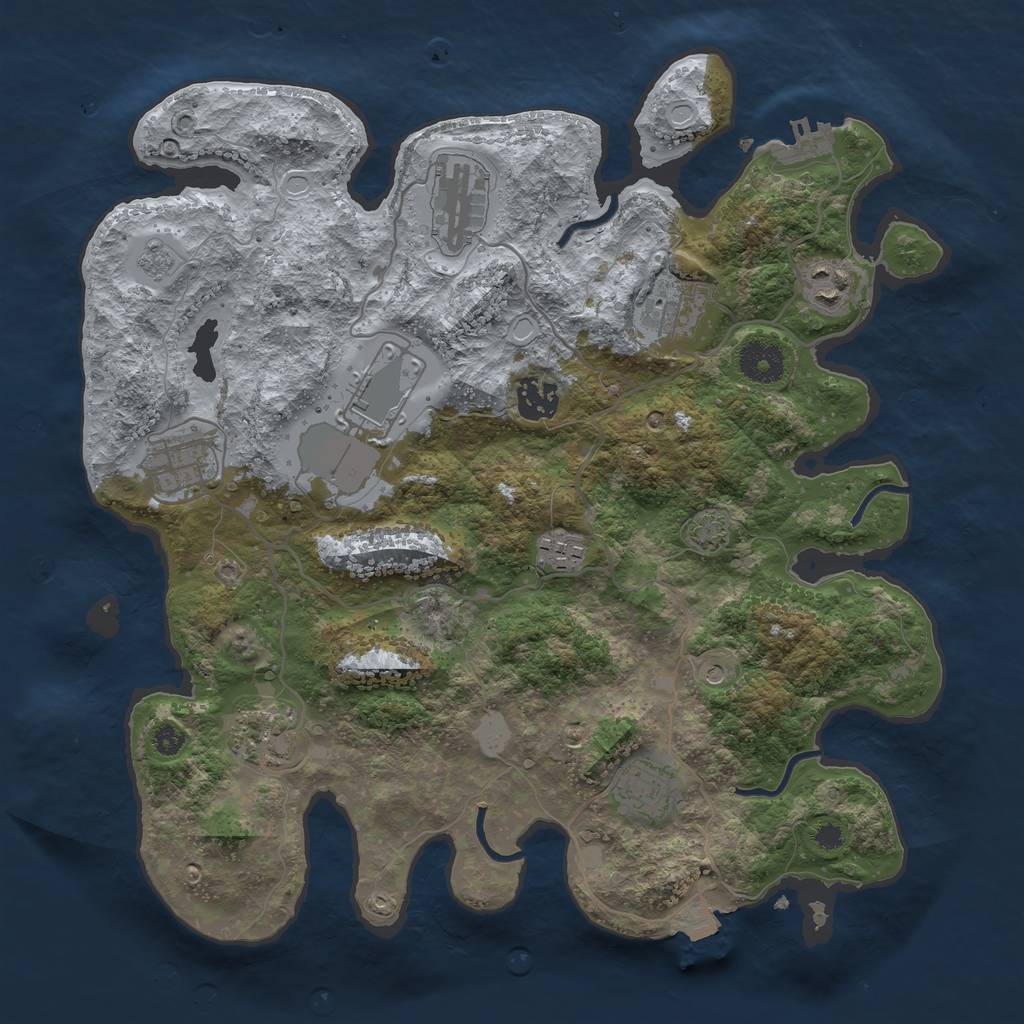 Rust Map: Procedural Map, Size: 3500, Seed: 98098130, 16 Monuments