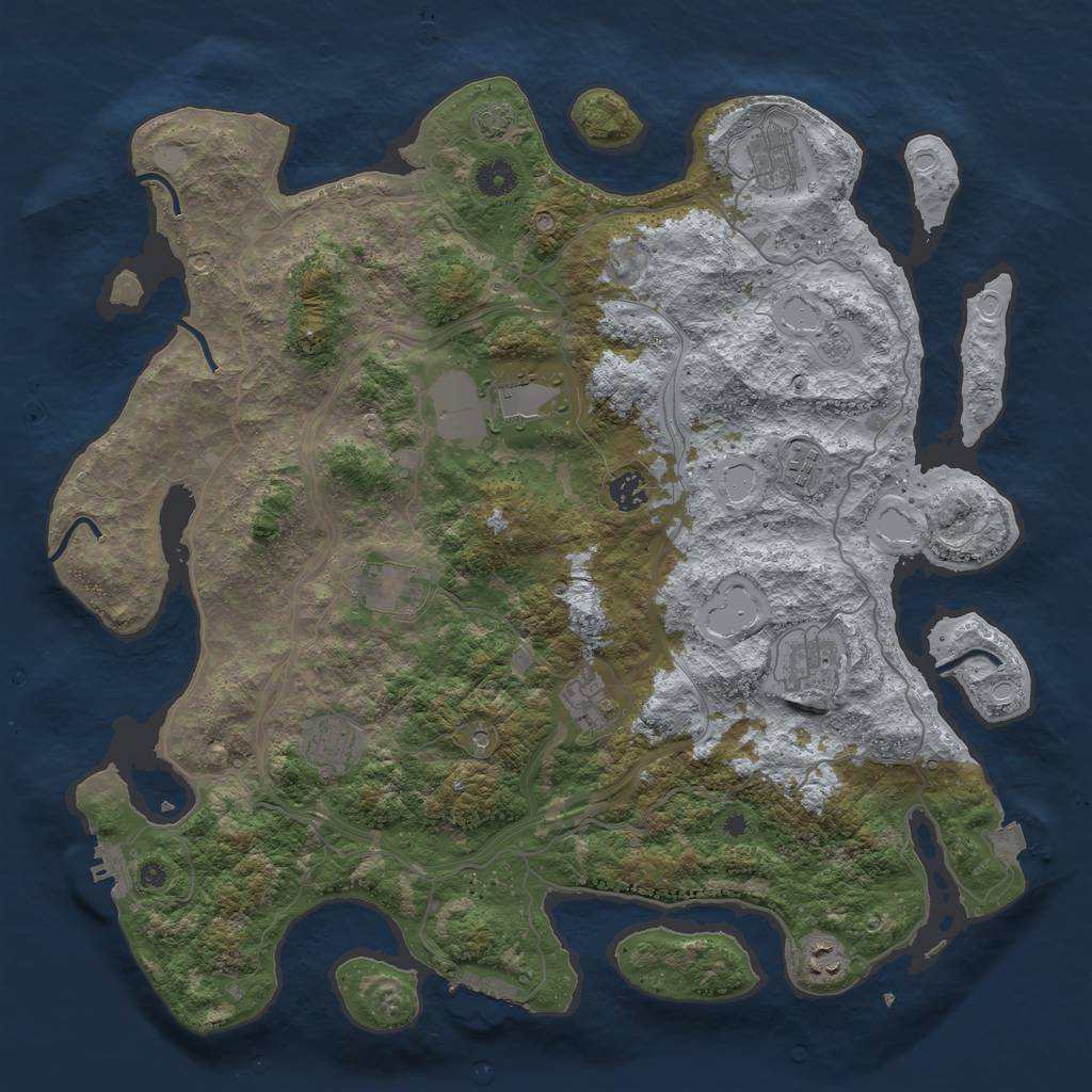 Rust Map: Procedural Map, Size: 4250, Seed: 92535813, 17 Monuments
