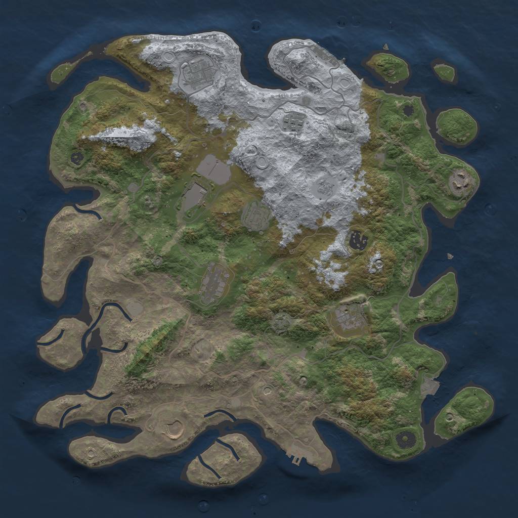 Rust Map: Procedural Map, Size: 4100, Seed: 2652378, 17 Monuments