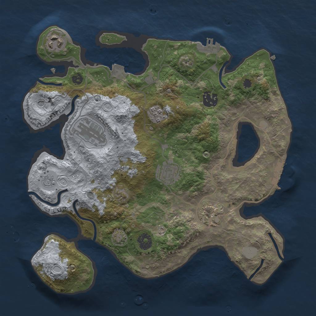 Rust Map: Procedural Map, Size: 3000, Seed: 2039293789, 14 Monuments