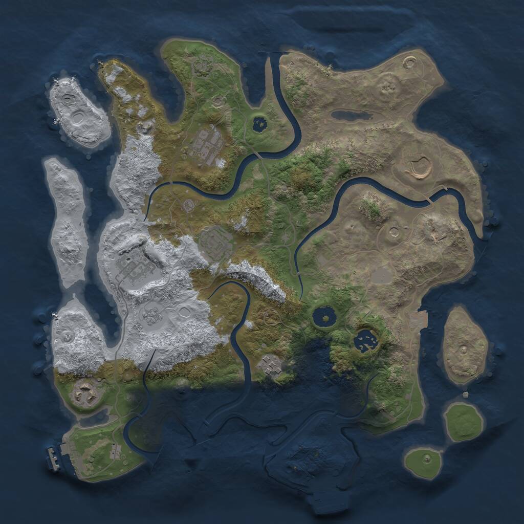 Rust Map: Procedural Map, Size: 3500, Seed: 1660727494, 13 Monuments