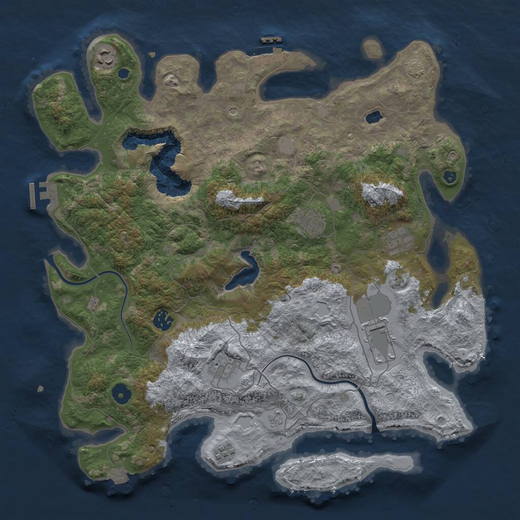 Rust Map: Procedural Map, Size: 4000, Seed: 1325616896, 13 Monuments