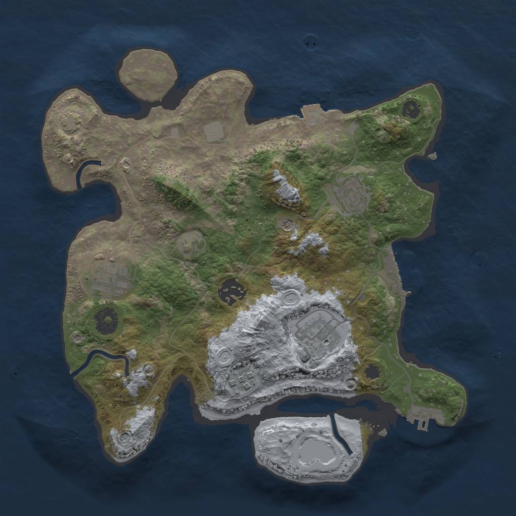 Rust Map: Procedural Map, Size: 3000, Seed: 17991, 12 Monuments