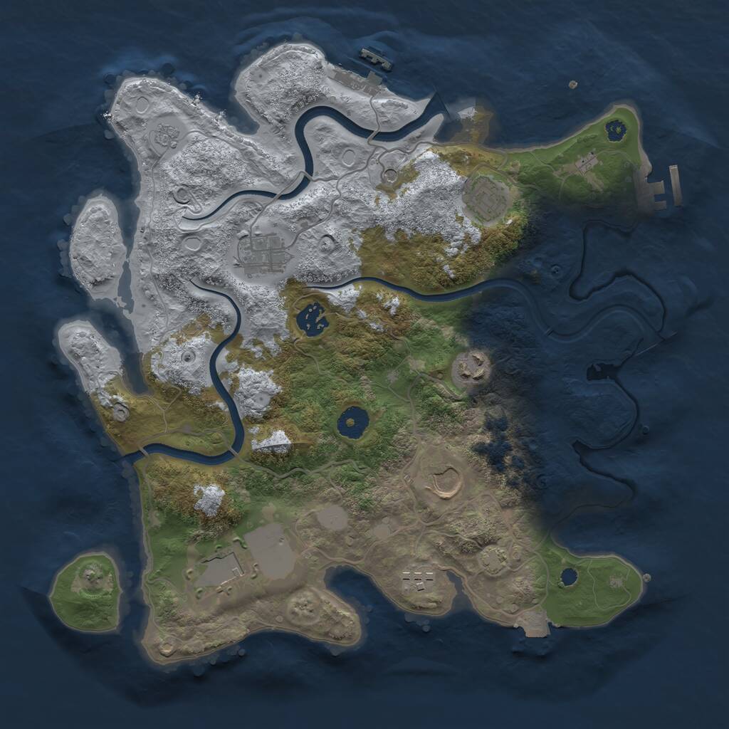Rust Map: Procedural Map, Size: 3500, Seed: 927314697, 13 Monuments
