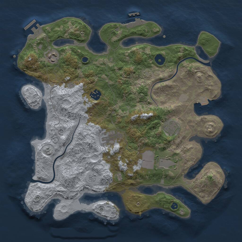 Rust Map: Procedural Map, Size: 3500, Seed: 54654687, 11 Monuments