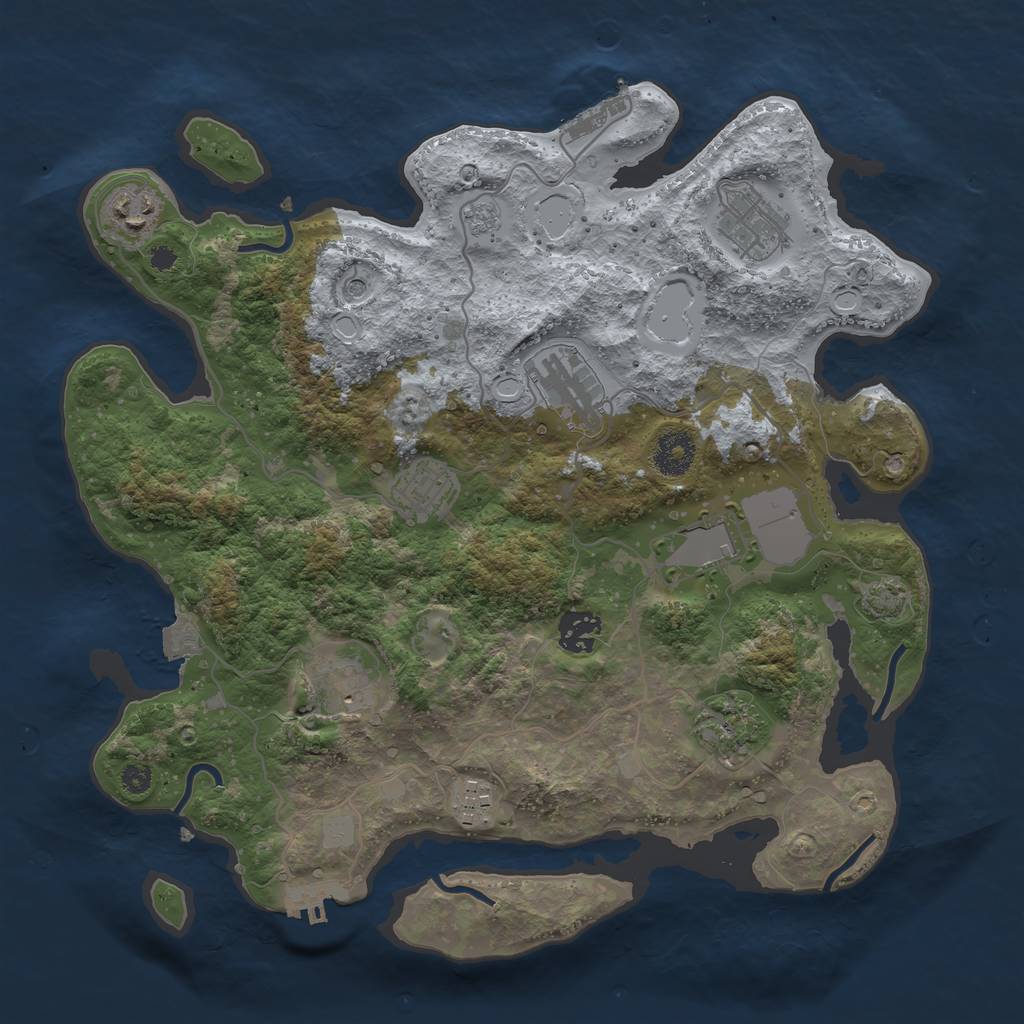 Rust Map: Procedural Map, Size: 3500, Seed: 1312501081, 17 Monuments