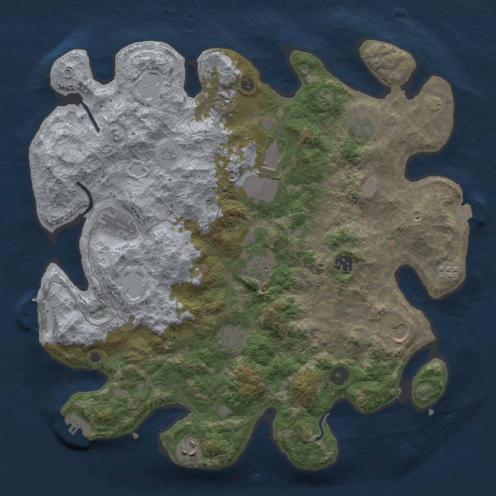 Rust Map: Procedural Map, Size: 3950, Seed: 93595364, 18 Monuments