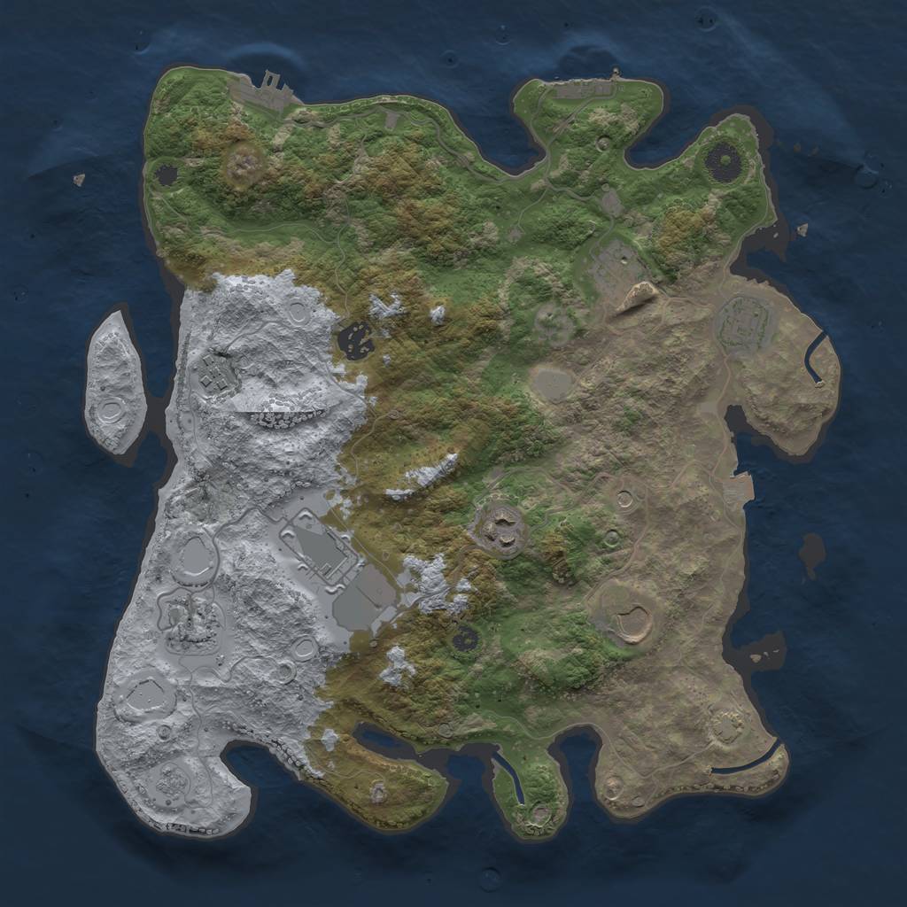 Rust Map: Procedural Map, Size: 3650, Seed: 77889476, 16 Monuments