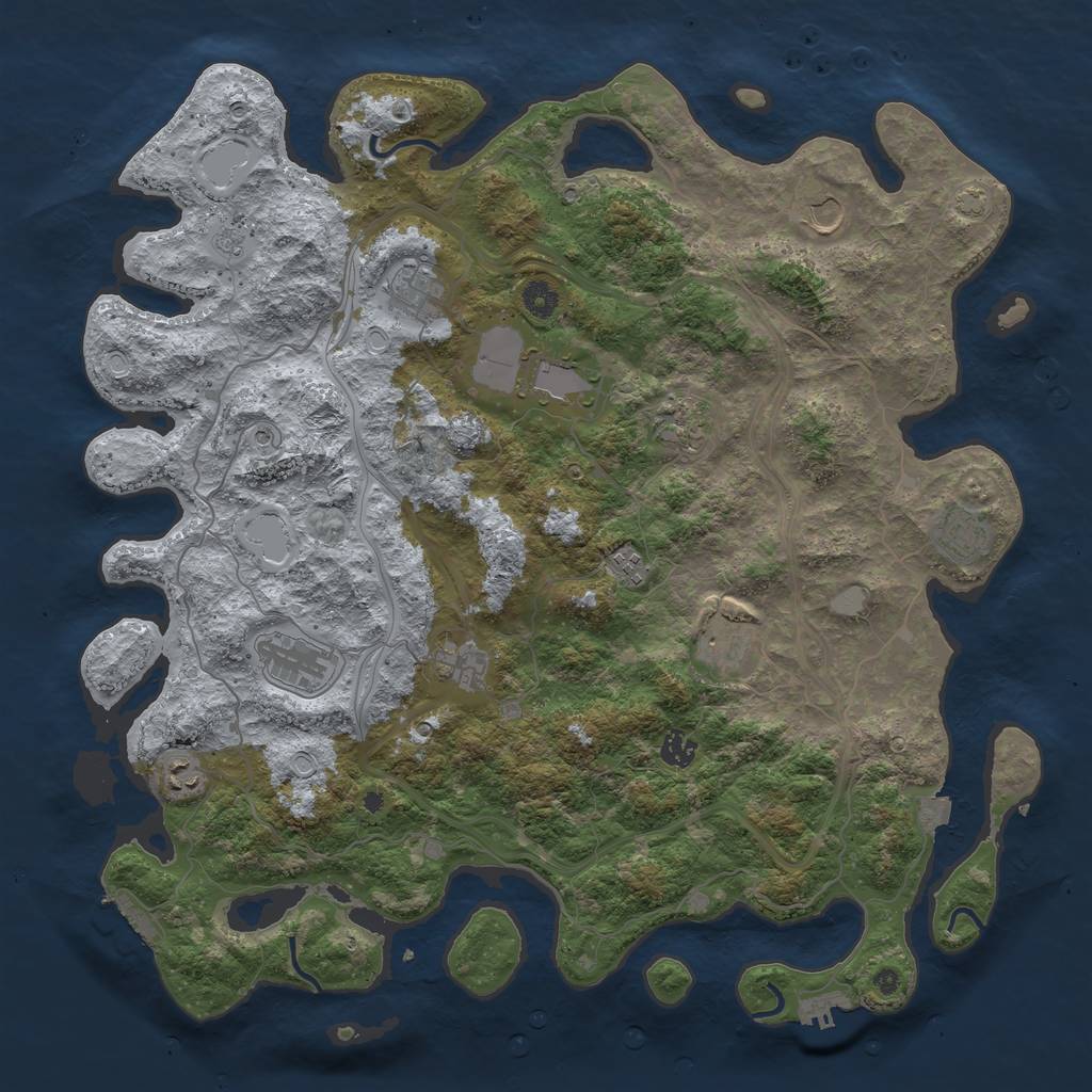 Rust Map: Procedural Map, Size: 4500, Seed: 1083598324, 19 Monuments