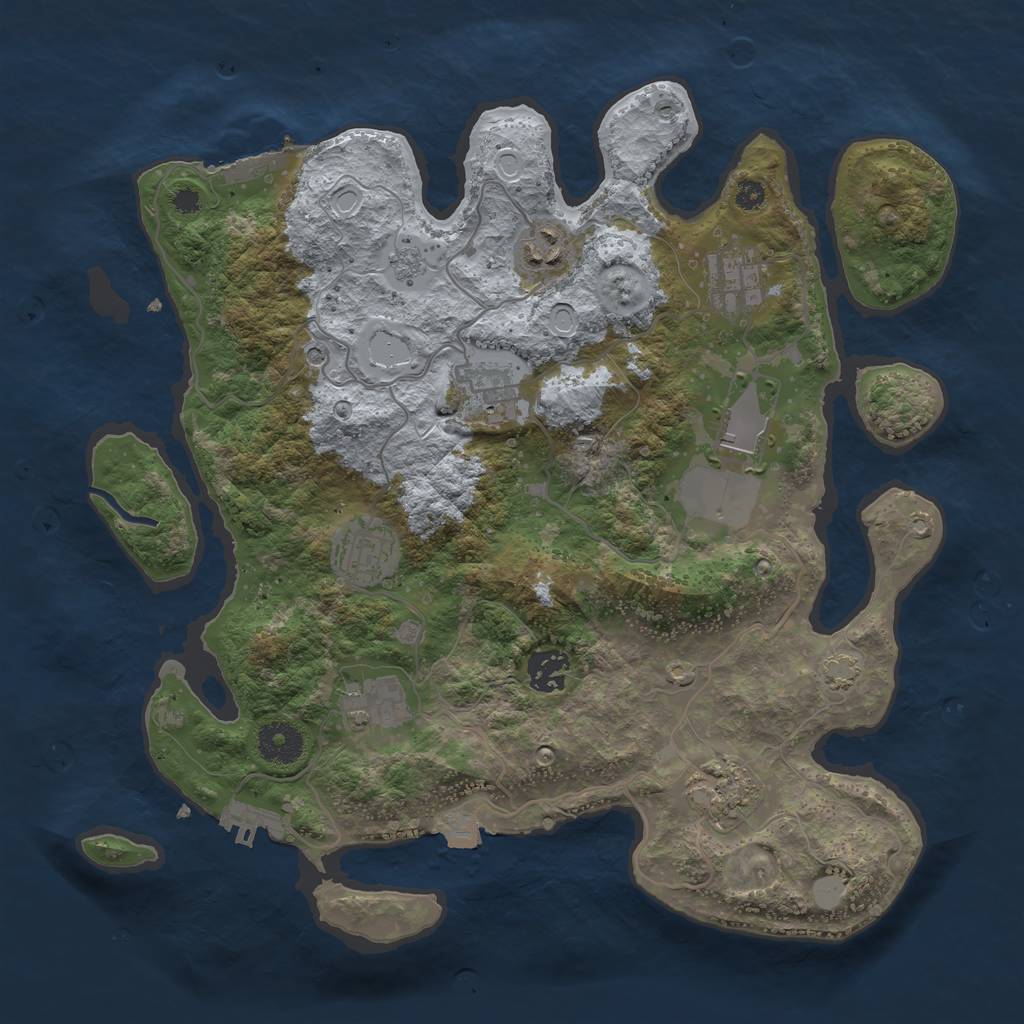Rust Map: Procedural Map, Size: 3500, Seed: 61852887, 16 Monuments