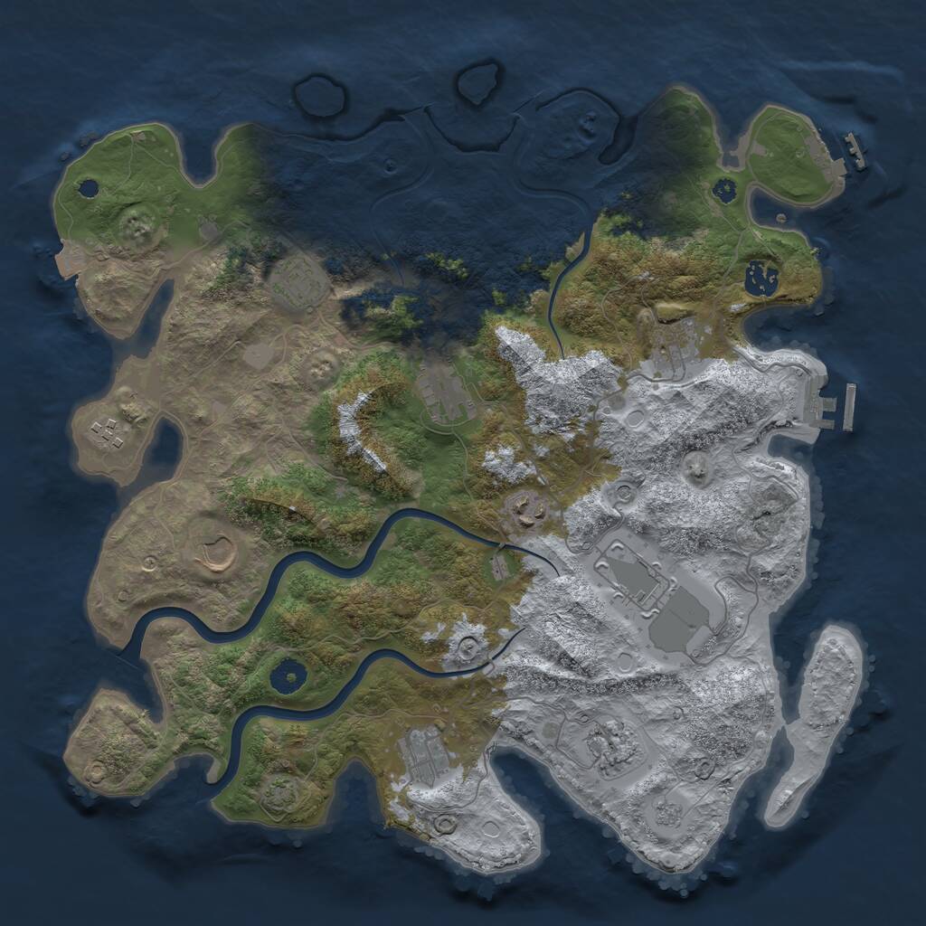 Rust Map: Procedural Map, Size: 3950, Seed: 53542487, 16 Monuments