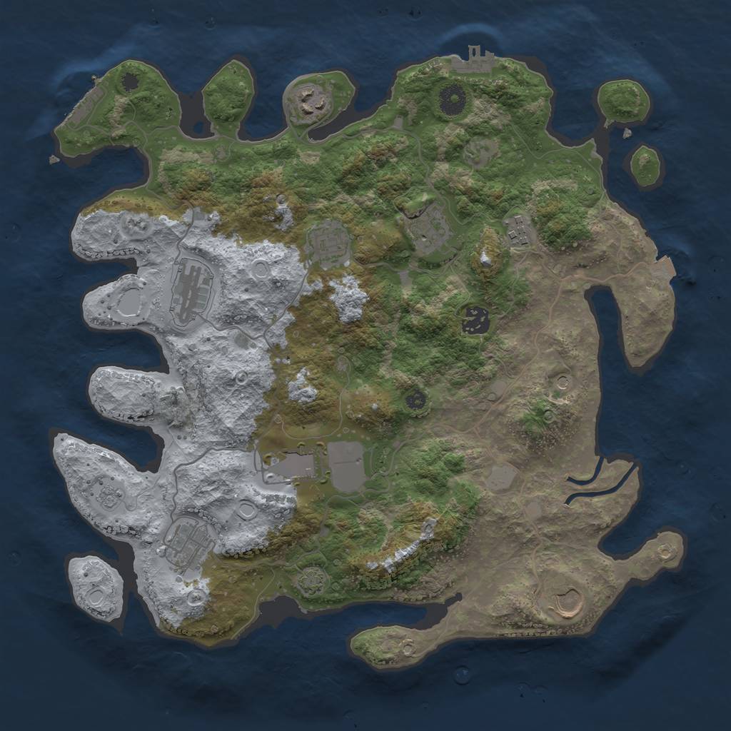 Rust Map: Procedural Map, Size: 3750, Seed: 40194559, 17 Monuments