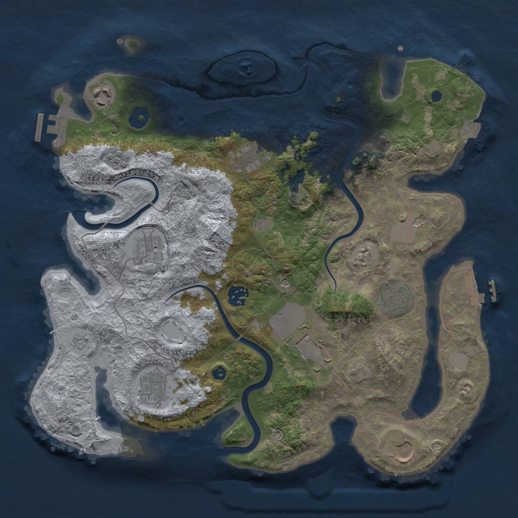 Rust Map: Procedural Map, Size: 3700, Seed: 68190854, 16 Monuments
