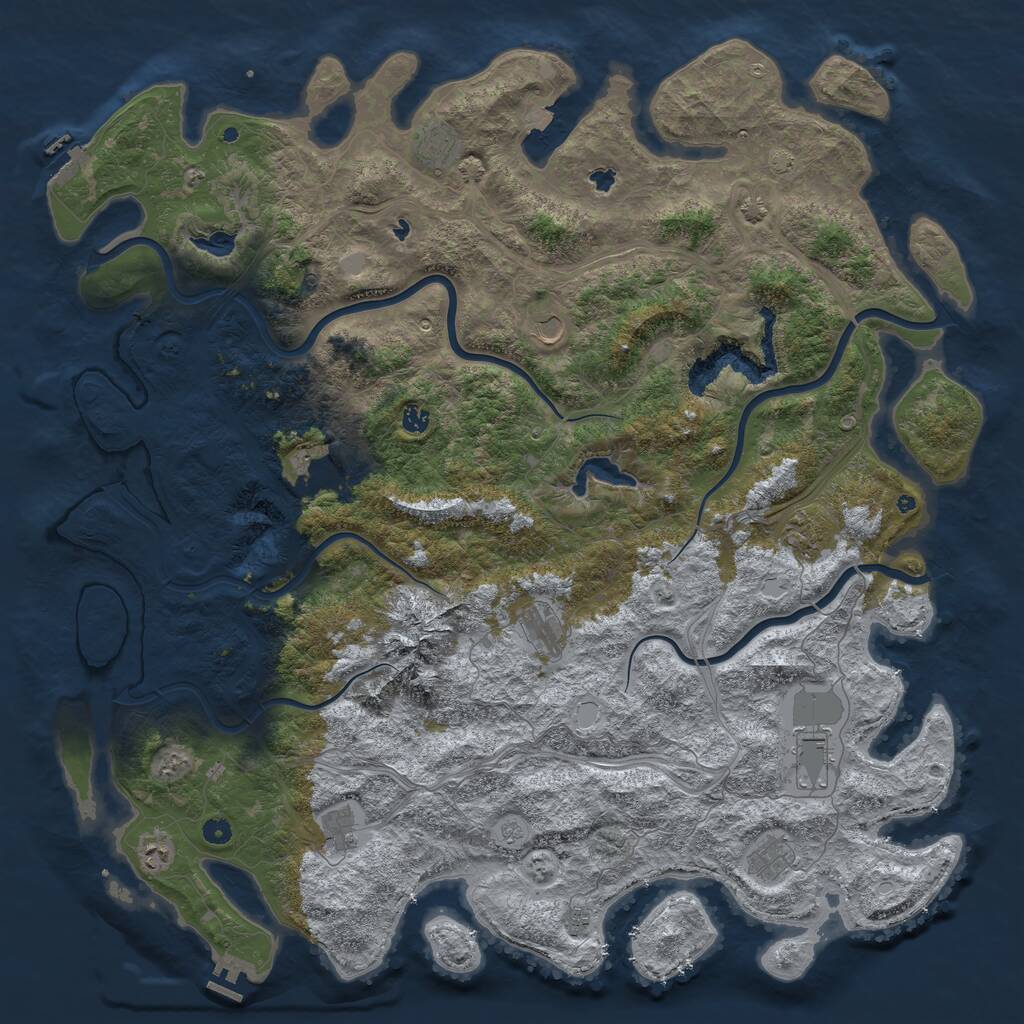 Rust Map: Procedural Map, Size: 5500, Seed: 57740146, 17 Monuments