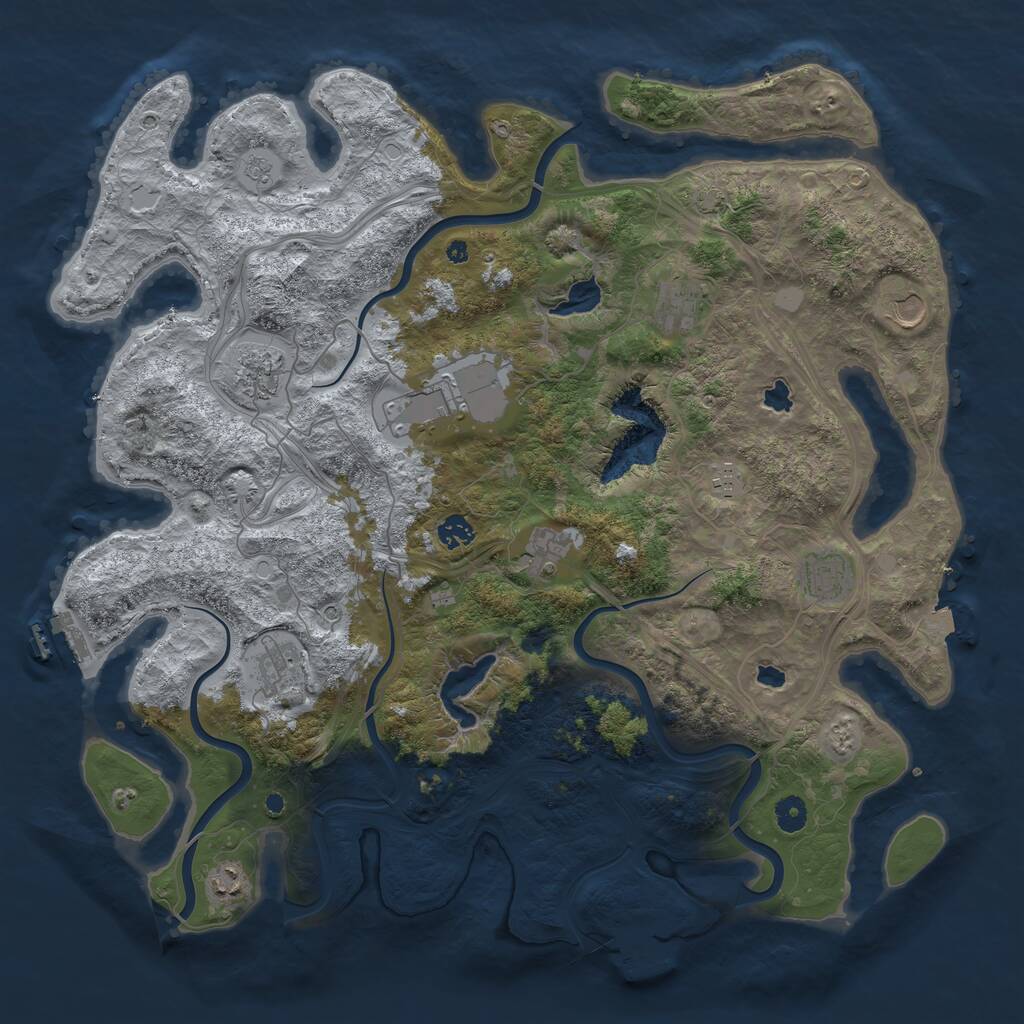 Rust Map: Procedural Map, Size: 4500, Seed: 844477454, 16 Monuments