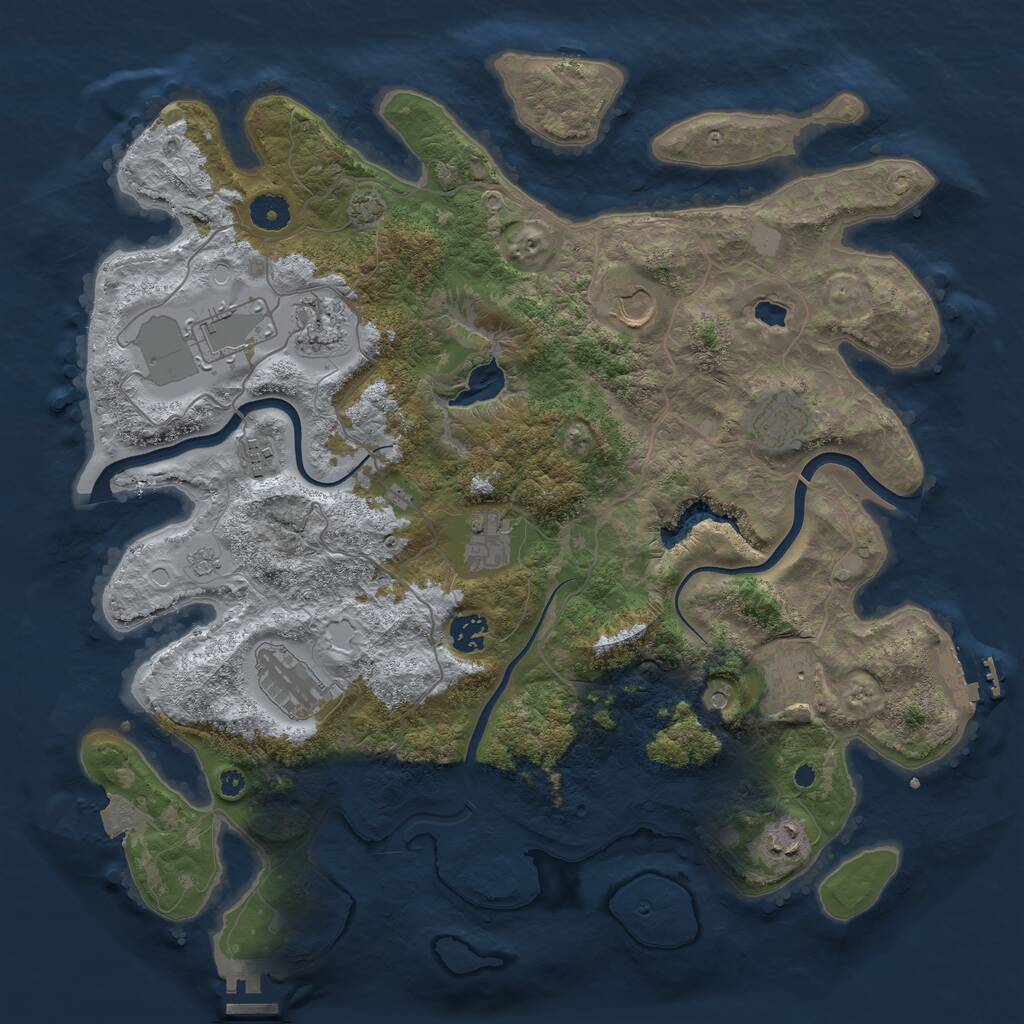 Rust Map: Procedural Map, Size: 4000, Seed: 1943650717, 16 Monuments
