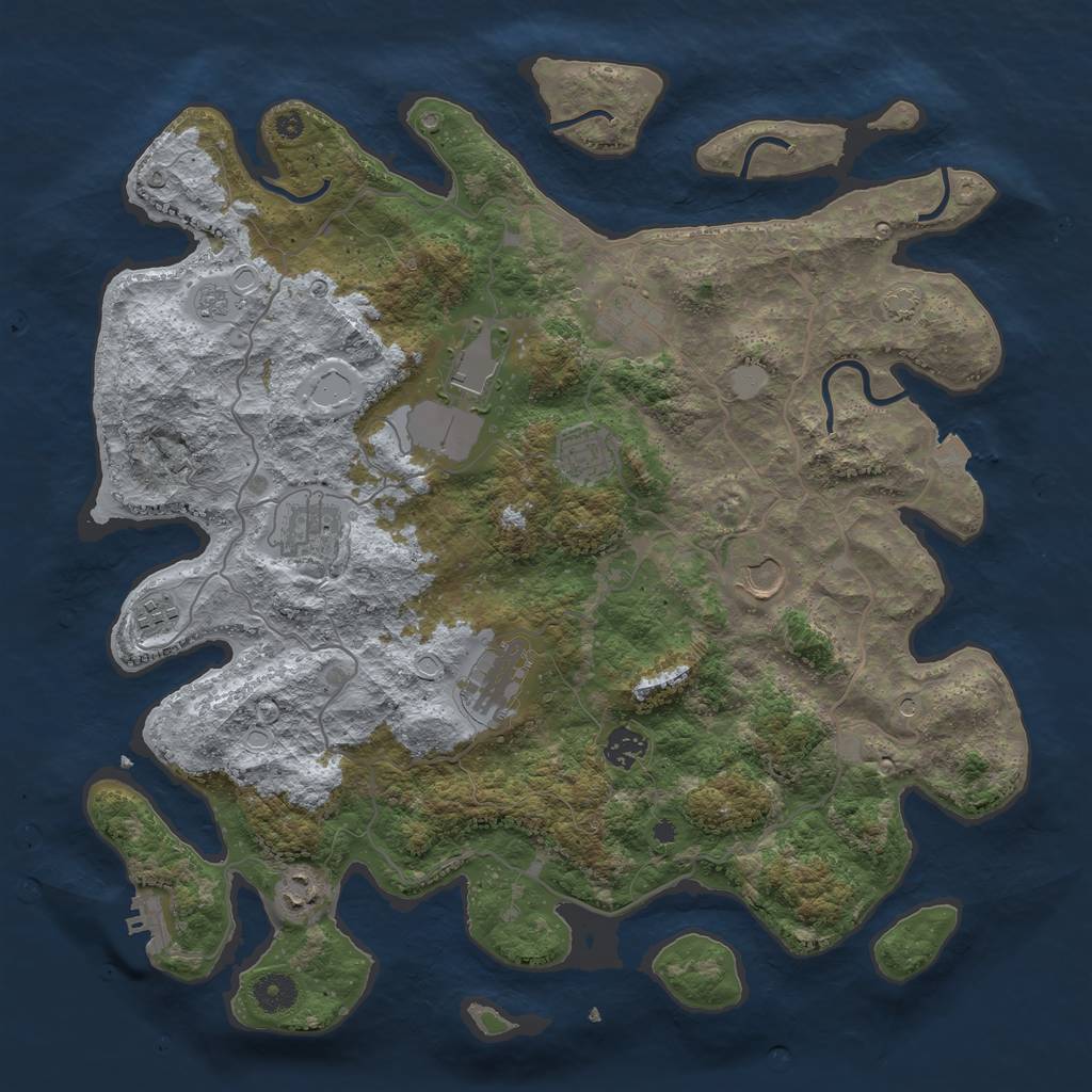 Rust Map: Procedural Map, Size: 4000, Seed: 1943650717, 16 Monuments