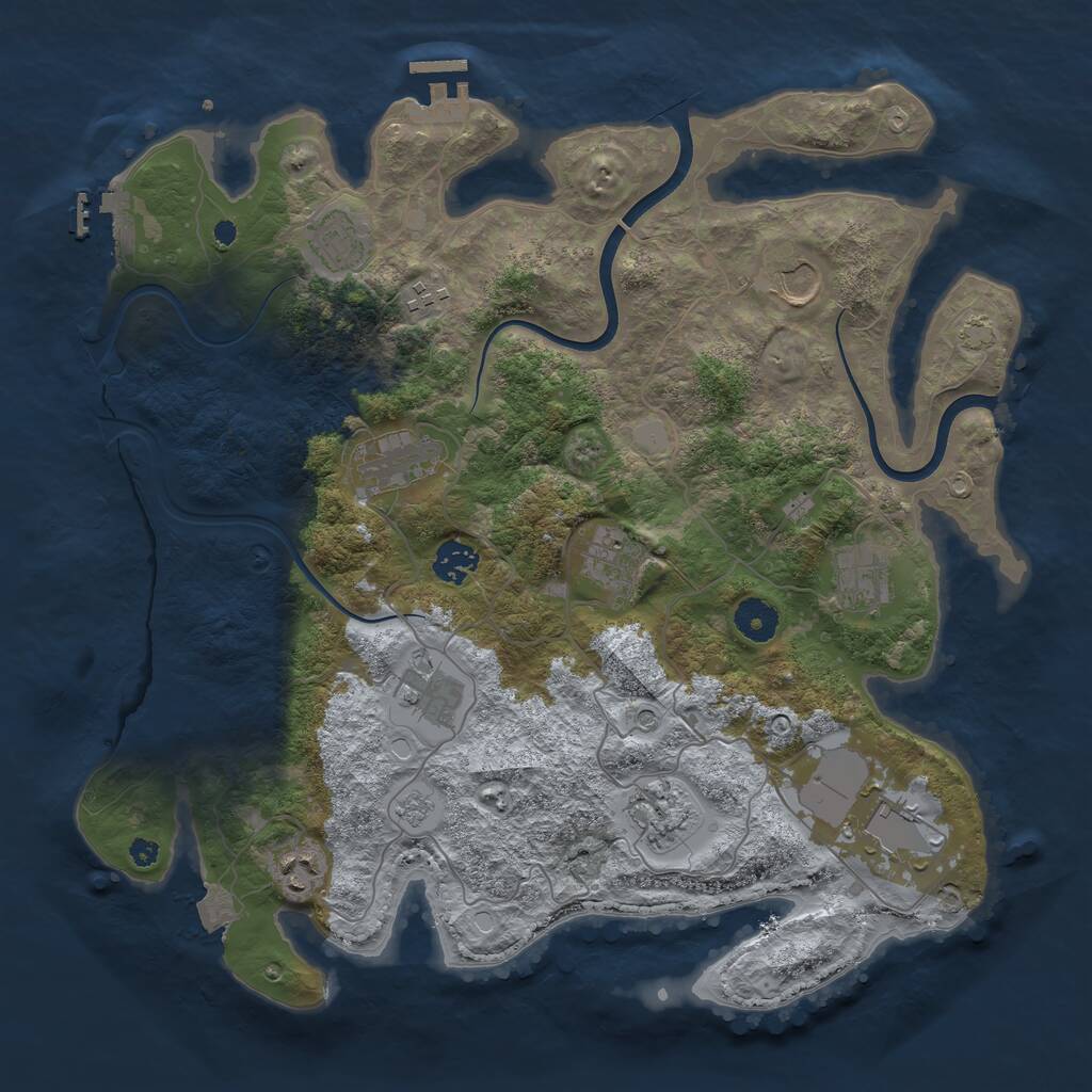 Rust Map: Procedural Map, Size: 3800, Seed: 80060483, 17 Monuments