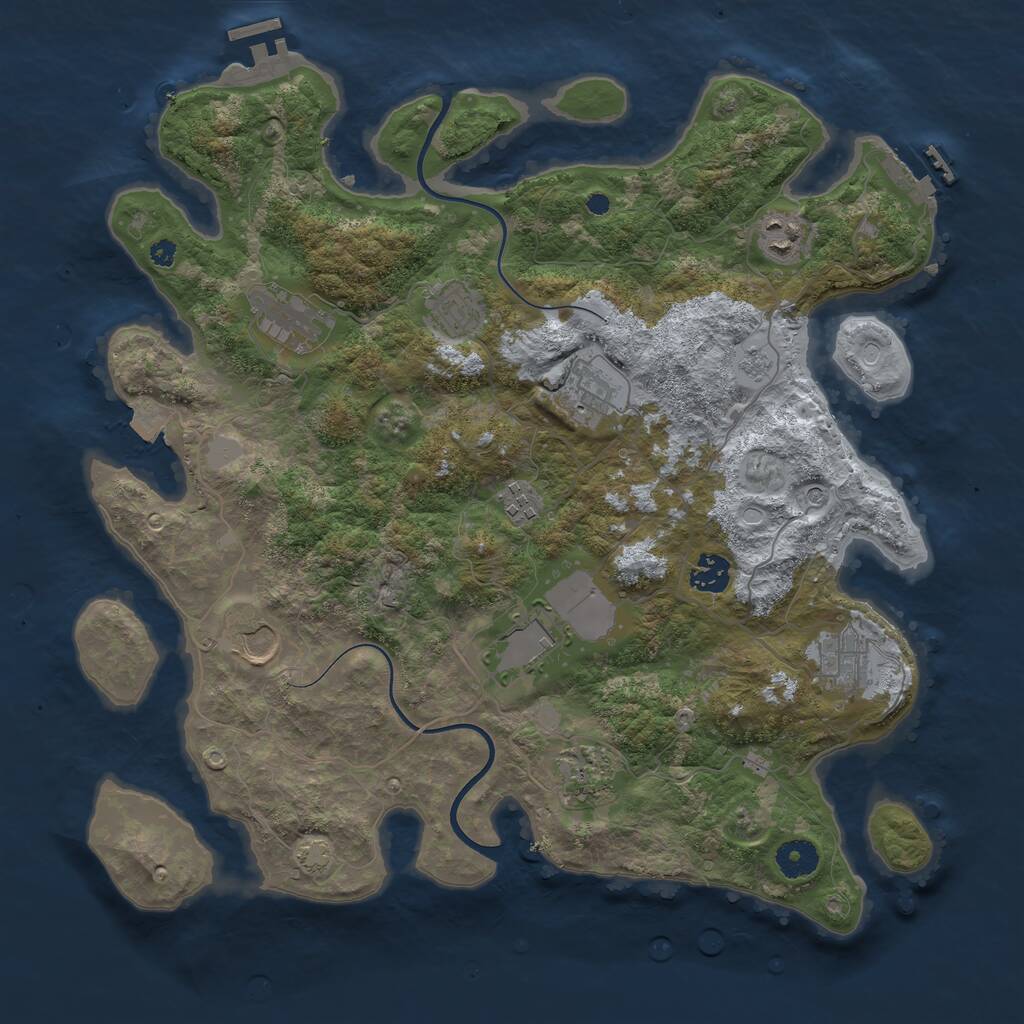 Rust Map: Procedural Map, Size: 3850, Seed: 62386151, 16 Monuments