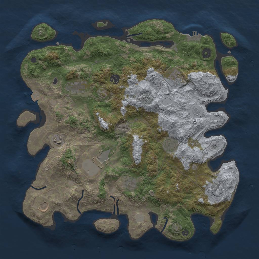 Rust Map: Procedural Map, Size: 3900, Seed: 93046302, 17 Monuments
