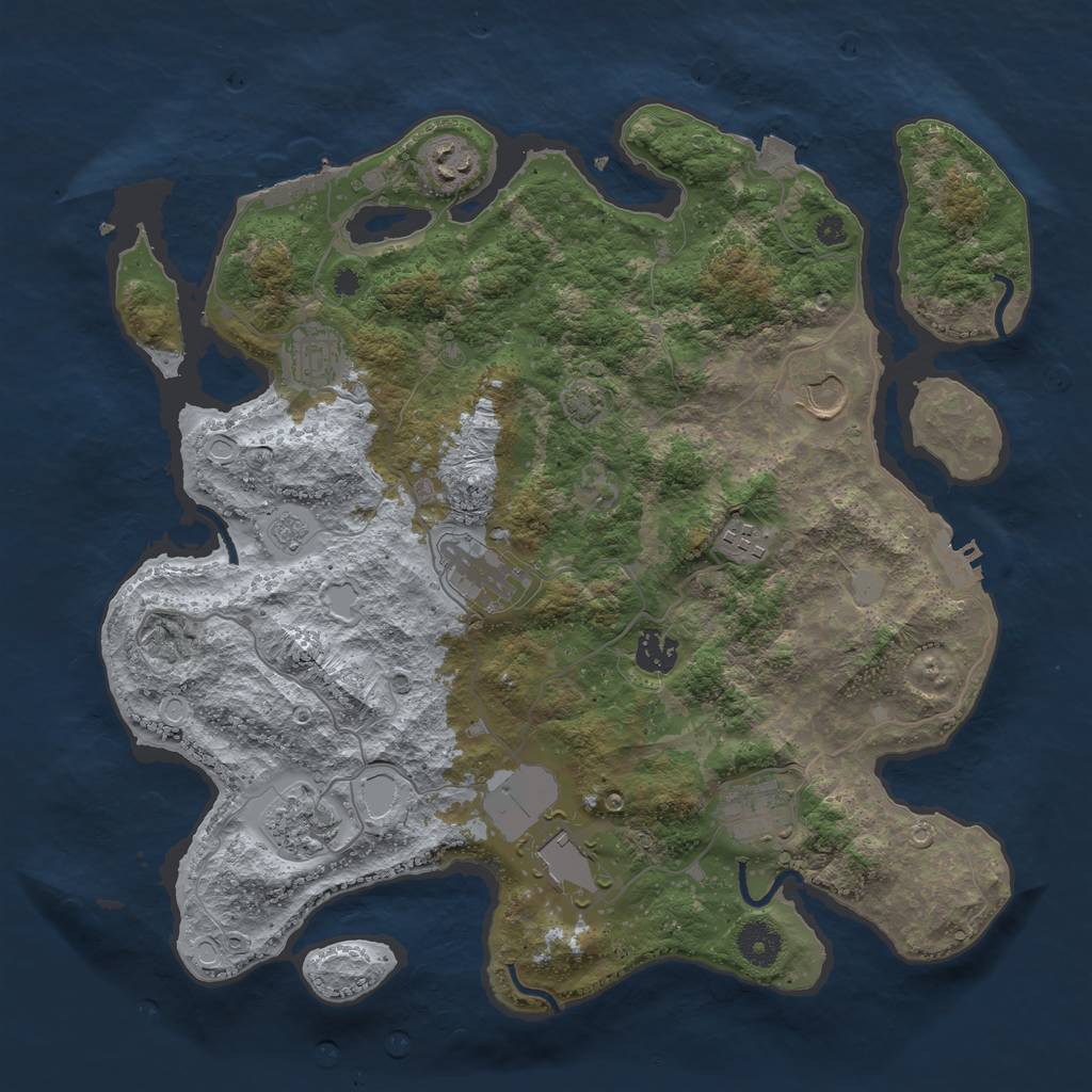 Rust Map: Procedural Map, Size: 3750, Seed: 1900349277, 16 Monuments