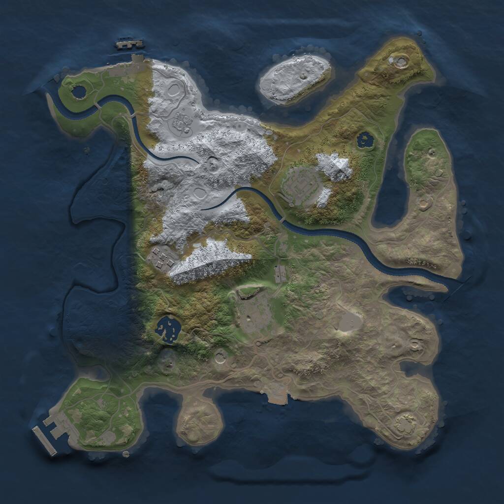 Rust Map: Procedural Map, Size: 3000, Seed: 21121, 10 Monuments