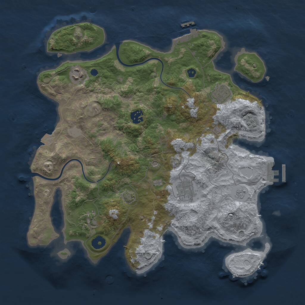 Rust Map: Procedural Map, Size: 3450, Seed: 85464561, 12 Monuments