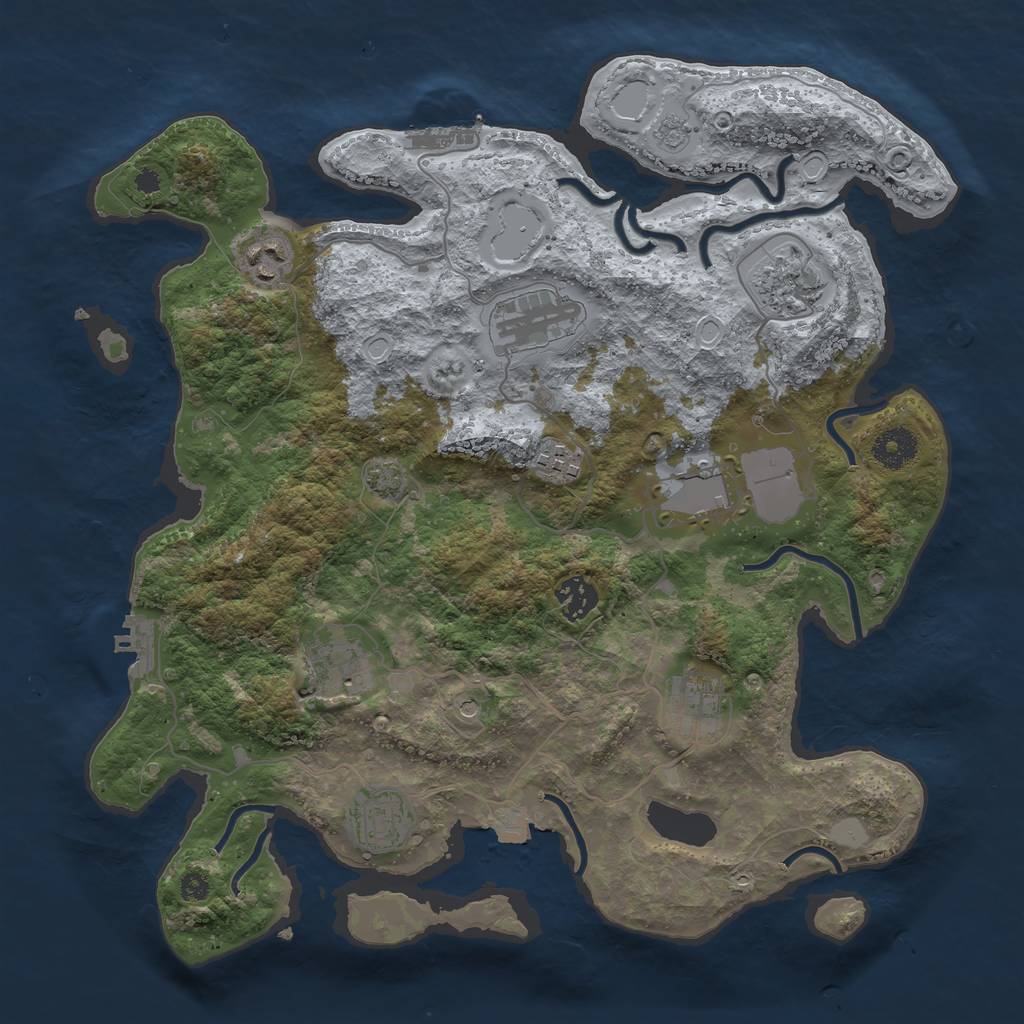 Rust Map: Procedural Map, Size: 3600, Seed: 58912925, 17 Monuments
