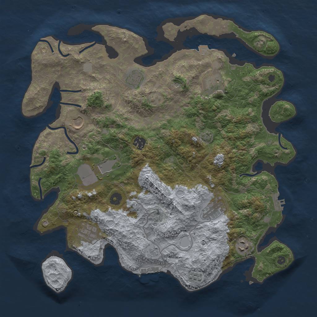Rust Map: Procedural Map, Size: 3850, Seed: 33890753, 17 Monuments