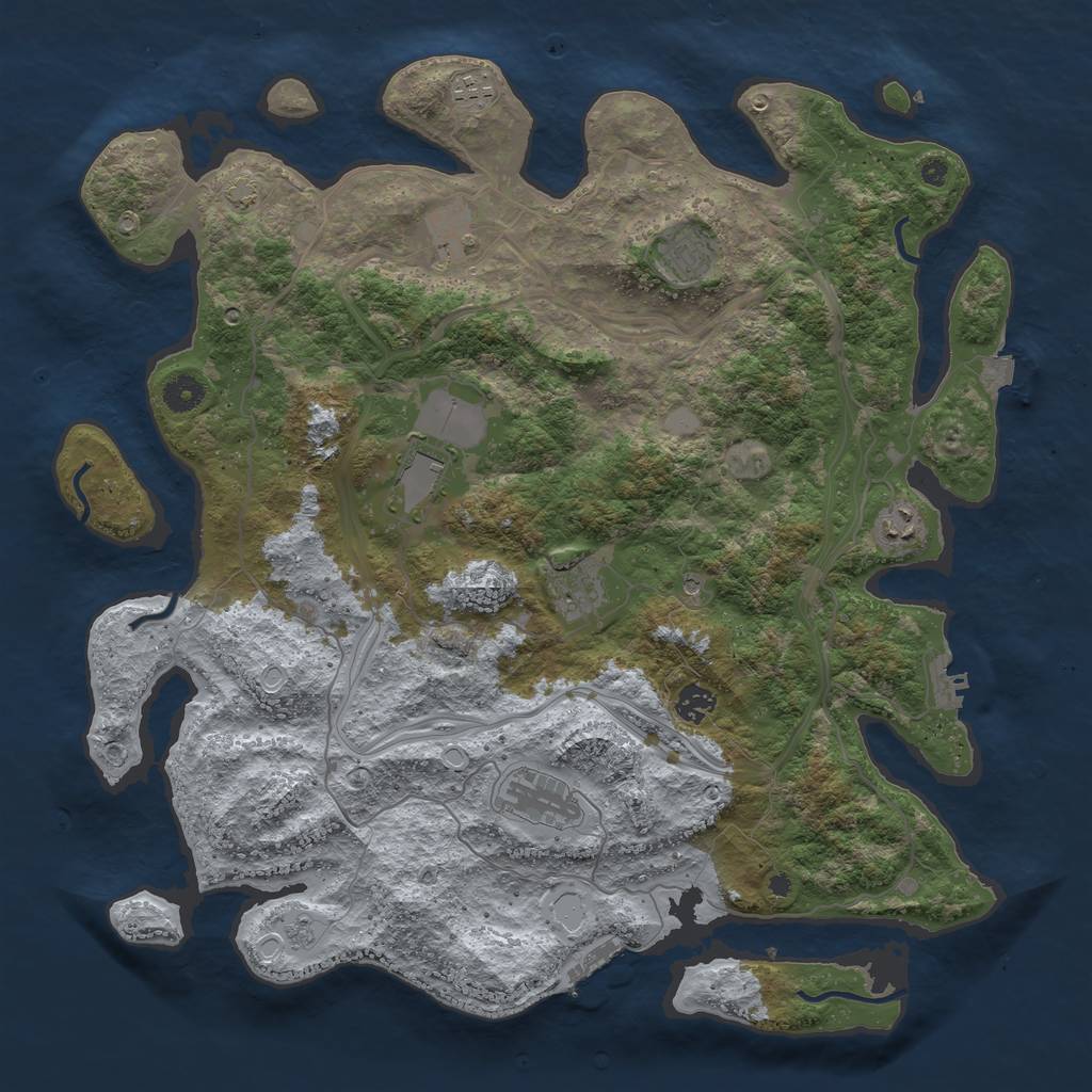 Rust Map: Procedural Map, Size: 4250, Seed: 72842491, 16 Monuments