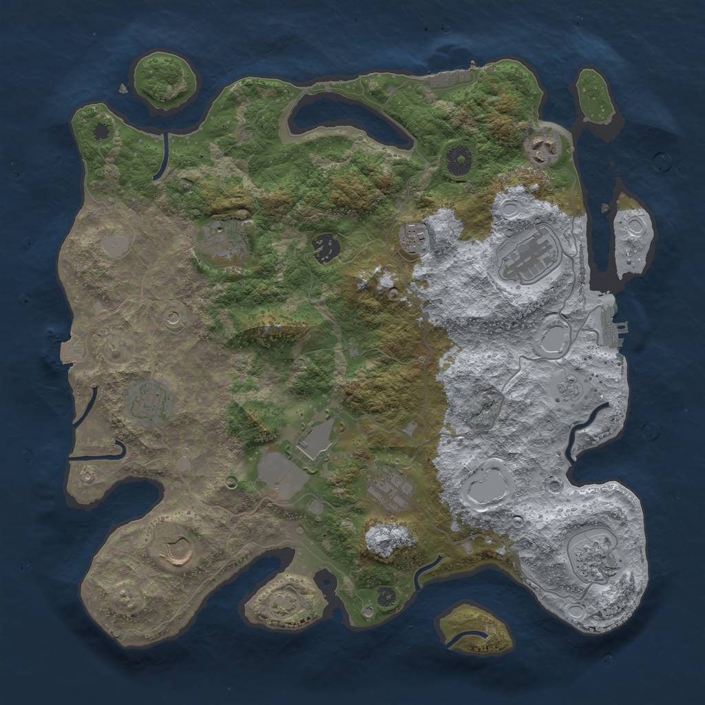 Rust Map: Procedural Map, Size: 3750, Seed: 13092094, 18 Monuments