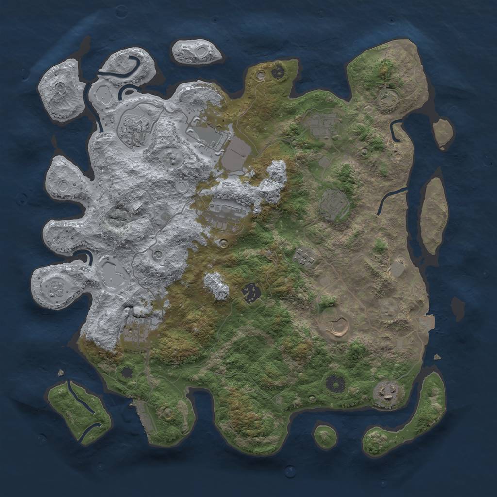 Rust Map: Procedural Map, Size: 3900, Seed: 72446856, 17 Monuments