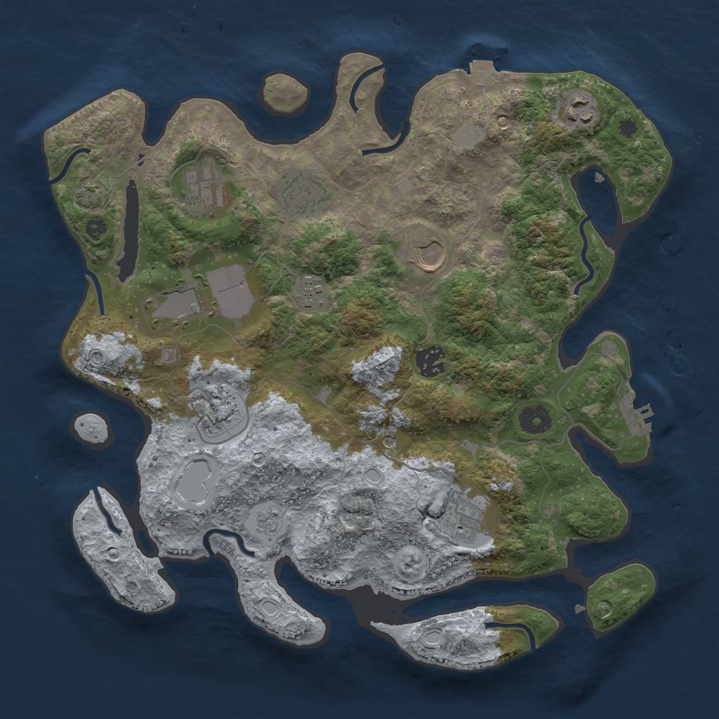 Rust Map: Procedural Map, Size: 3500, Seed: 1781228486, 16 Monuments