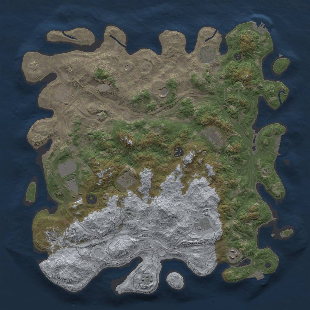 Rust Map: Procedural Map, Size: 4400, Seed: 37936411, 19 Monuments