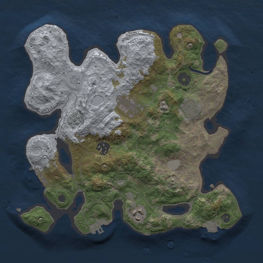 Rust Map: Procedural Map, Size: 3000, Seed: 21704, 12 Monuments