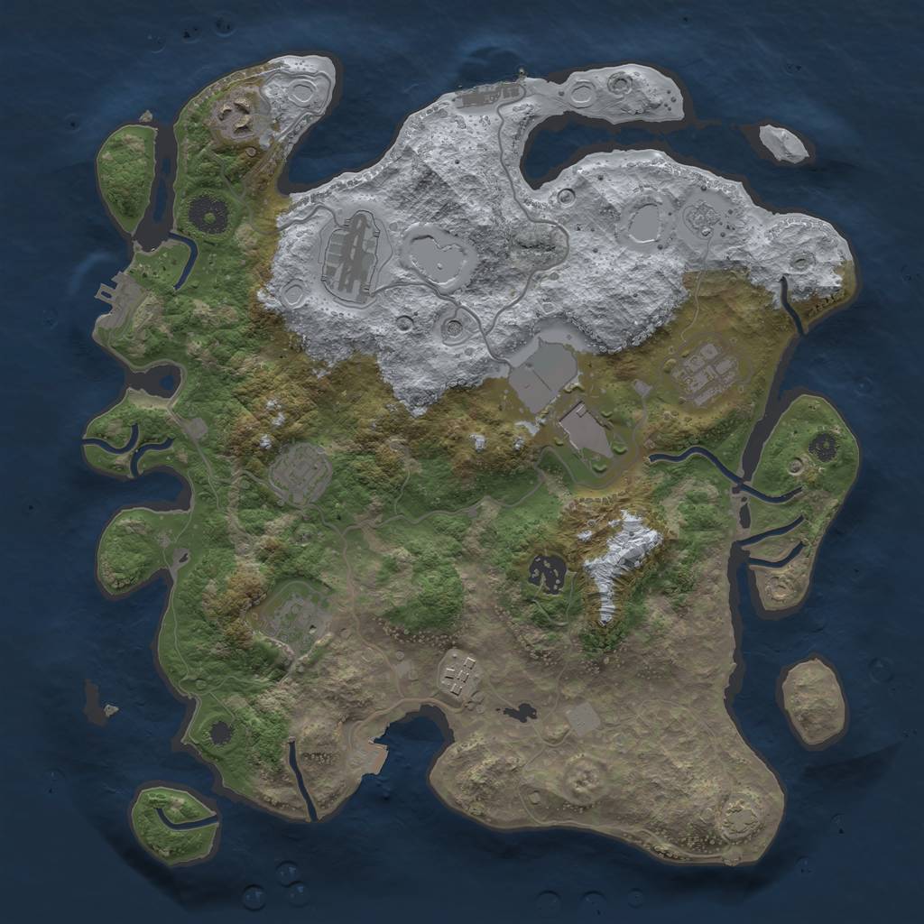 Rust Map: Procedural Map, Size: 3500, Seed: 13927, 16 Monuments