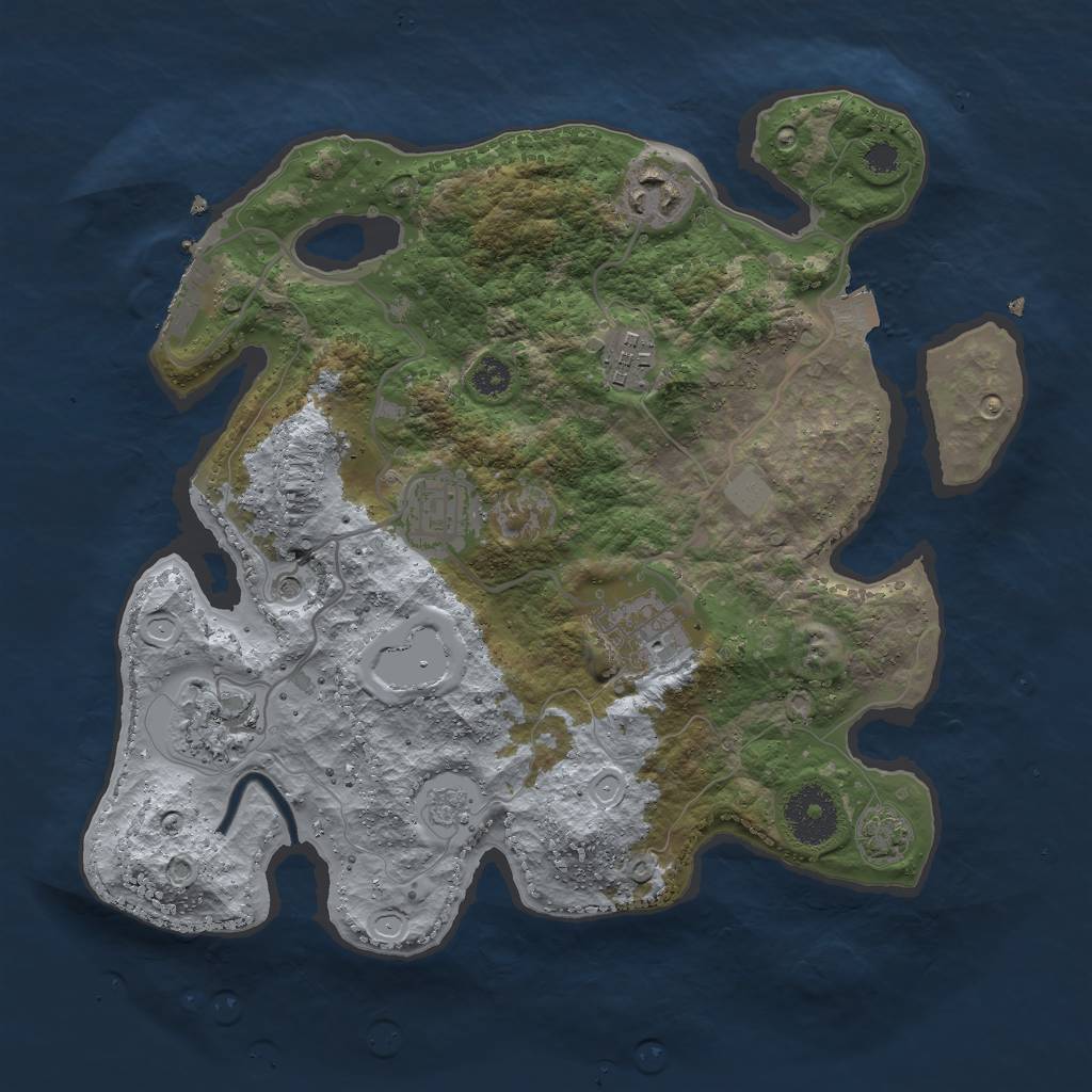 Rust Map: Procedural Map, Size: 3000, Seed: 22914, 12 Monuments