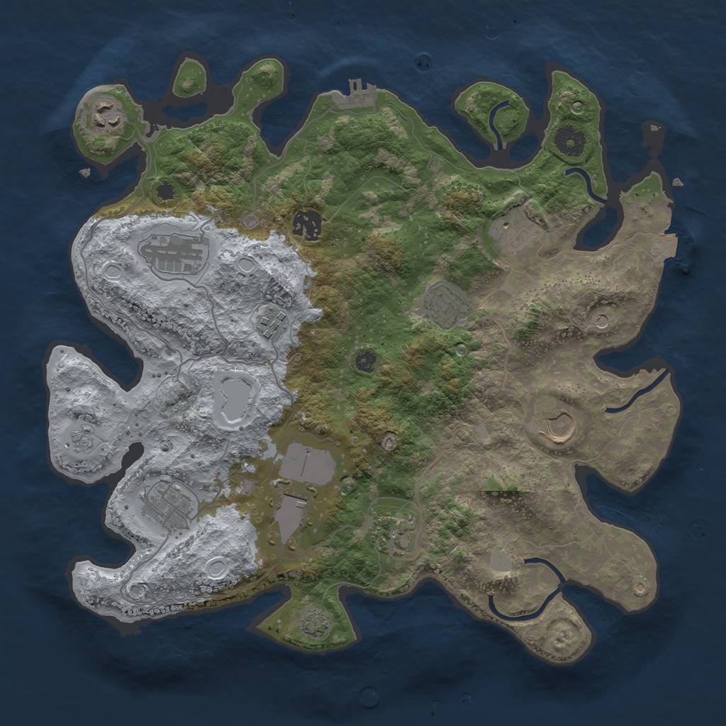 Rust Map: Procedural Map, Size: 3550, Seed: 96540119, 17 Monuments